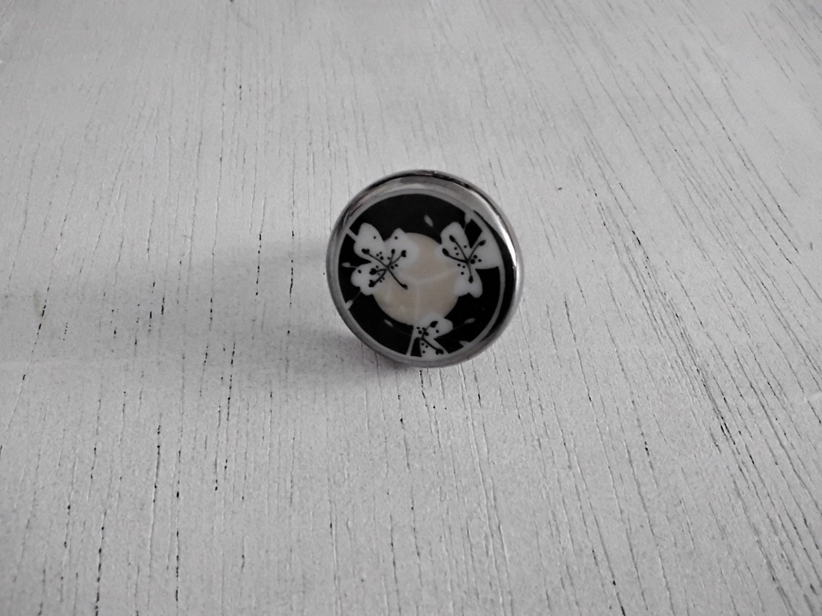 Porcelaine Limoges Ring, Ophalen of Verzenden, 17 tot 18, Zilver, Dame