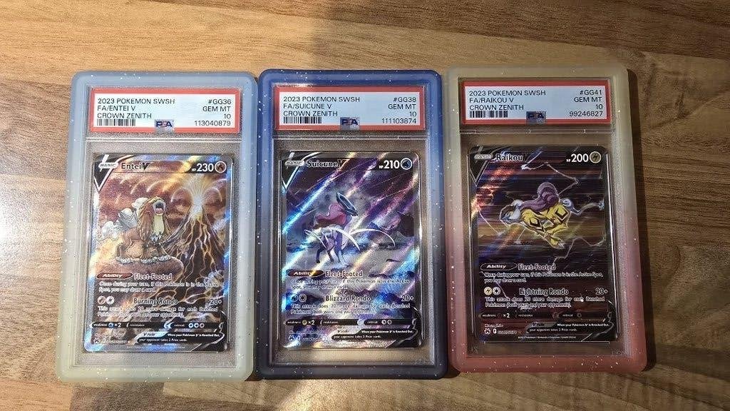 Pokemon Entei V, Suicune V, Raiku V CrownZenith psa 10 setje, Ophalen of Verzenden, Nieuw, Meerdere kaarten