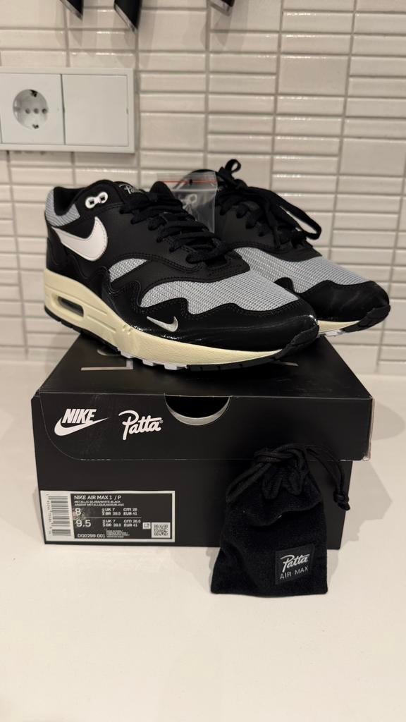 Nike Air Max 1 Patta Wave Black white  maat 41, Zwart, Nieuw, Ophalen of Verzenden, Sneakers of Gympen