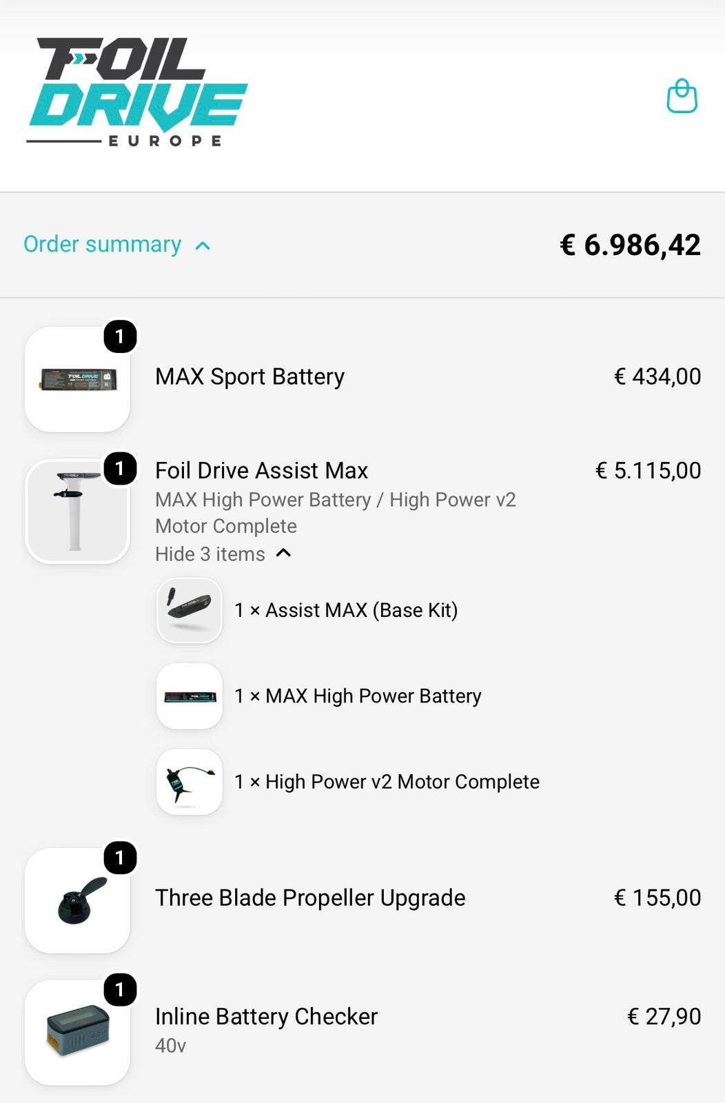Demo Max High Power Foildrive v2 garantie extra batterij, Watersport en Boten, Wingsurfen, Ophalen, Foildrive, Zo goed als nieuw