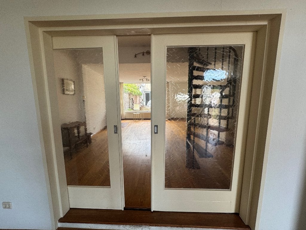 Ensuite deuren, Doe-het-zelf en Verbouw, Deuren en Horren, Gebruikt, Overige typen, 200 tot 215 cm, 100 tot 120 cm, Glas, Hout