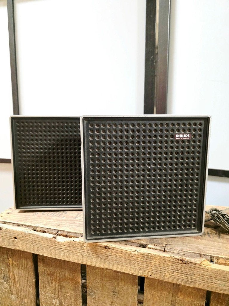 9725: Vintage 70's Philips Hi-Fi Bookshelf Speakers, Philips, Gebruikt, Overige typen, Ophalen of Verzenden