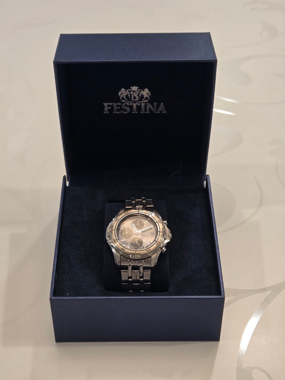 Festina Chronograph 6503 herenhorloge met doos en aankoopbon, Overige merken, Staal, Staal, Polshorloge
