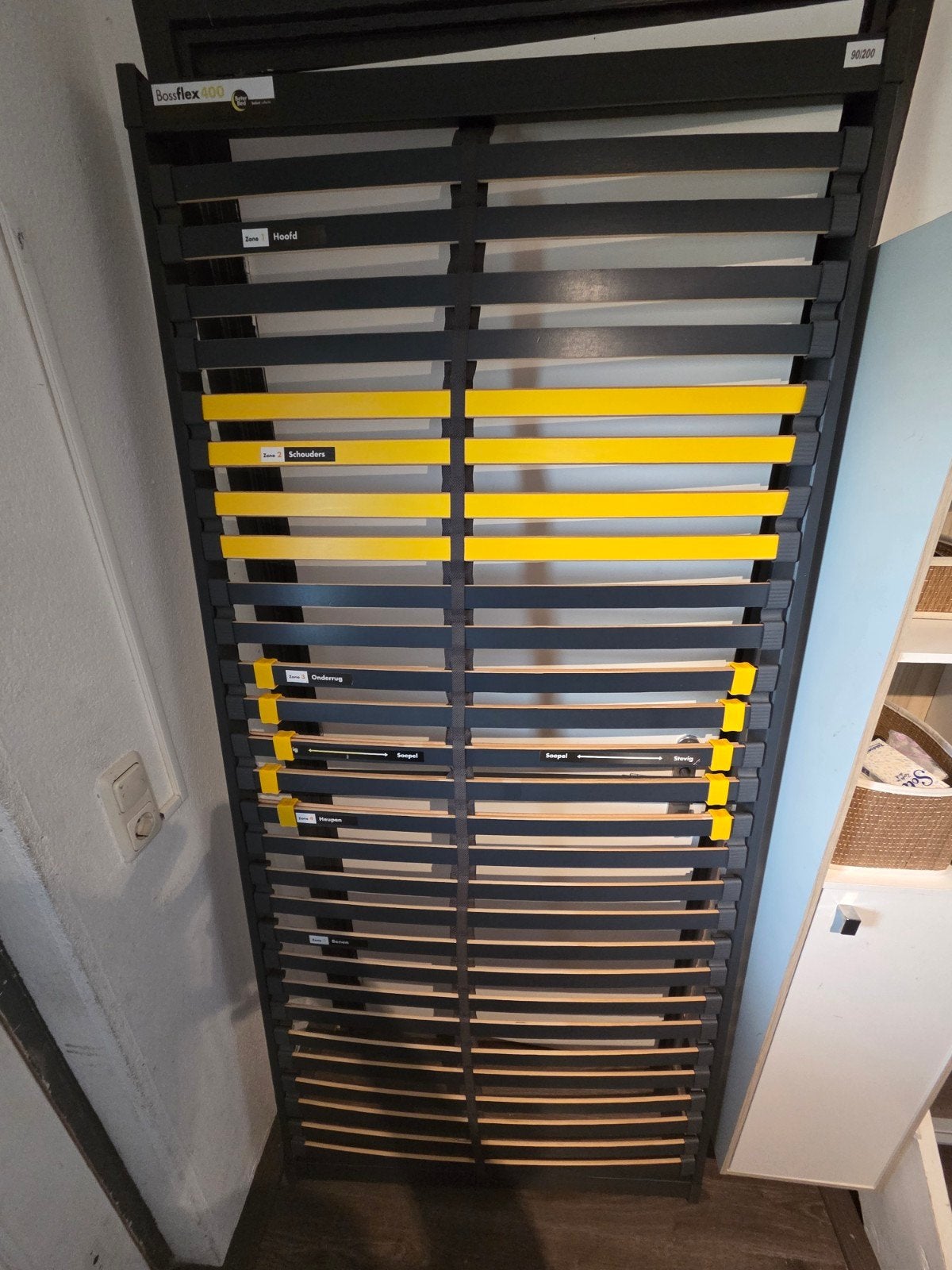 Bossflex 400 lattenbodem 90x200 cm - Beter Bed, Ophalen, 90 cm, Eenpersoons, Zwart