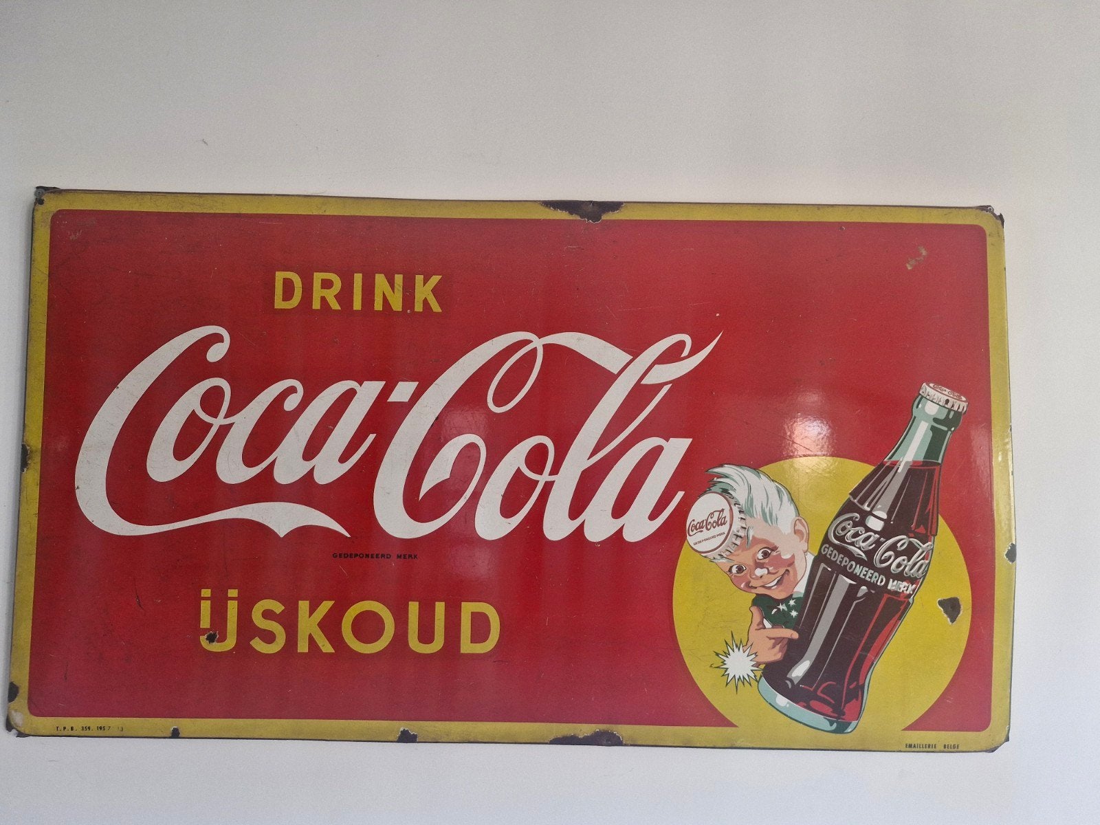 Vintage Coca-Cola Emaille Reclamebord - Drink IJskoud, Ophalen