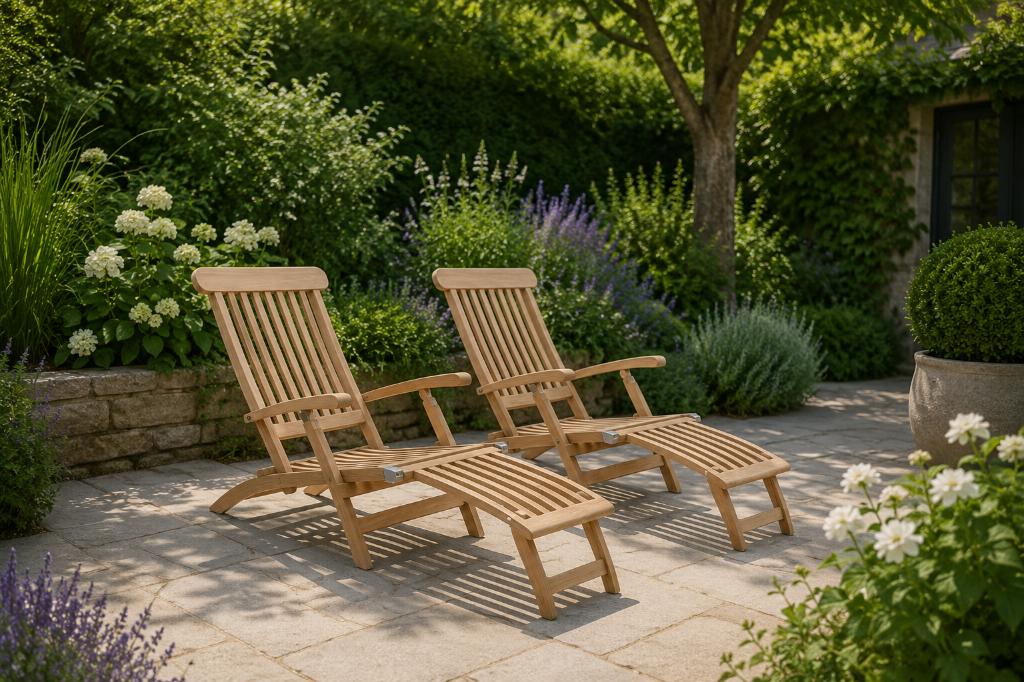 Teak Deckchair Oxford set van 2  AANBIEDING, Ophalen, Nieuw, Teakhout, Inklapbaar