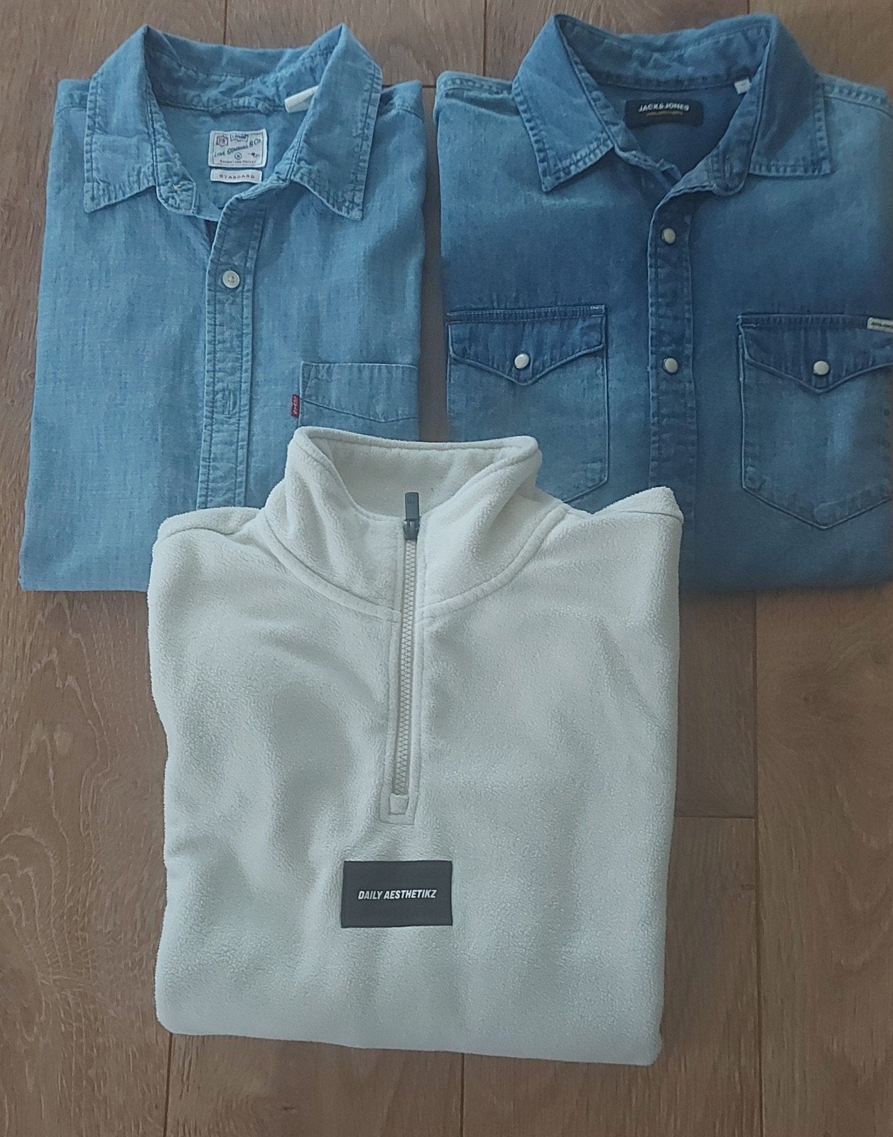 2x spijkerblouse en fleece trui (maat M, man), Ophalen of Verzenden, Zo goed als nieuw, Blauw, Jack & Jones
