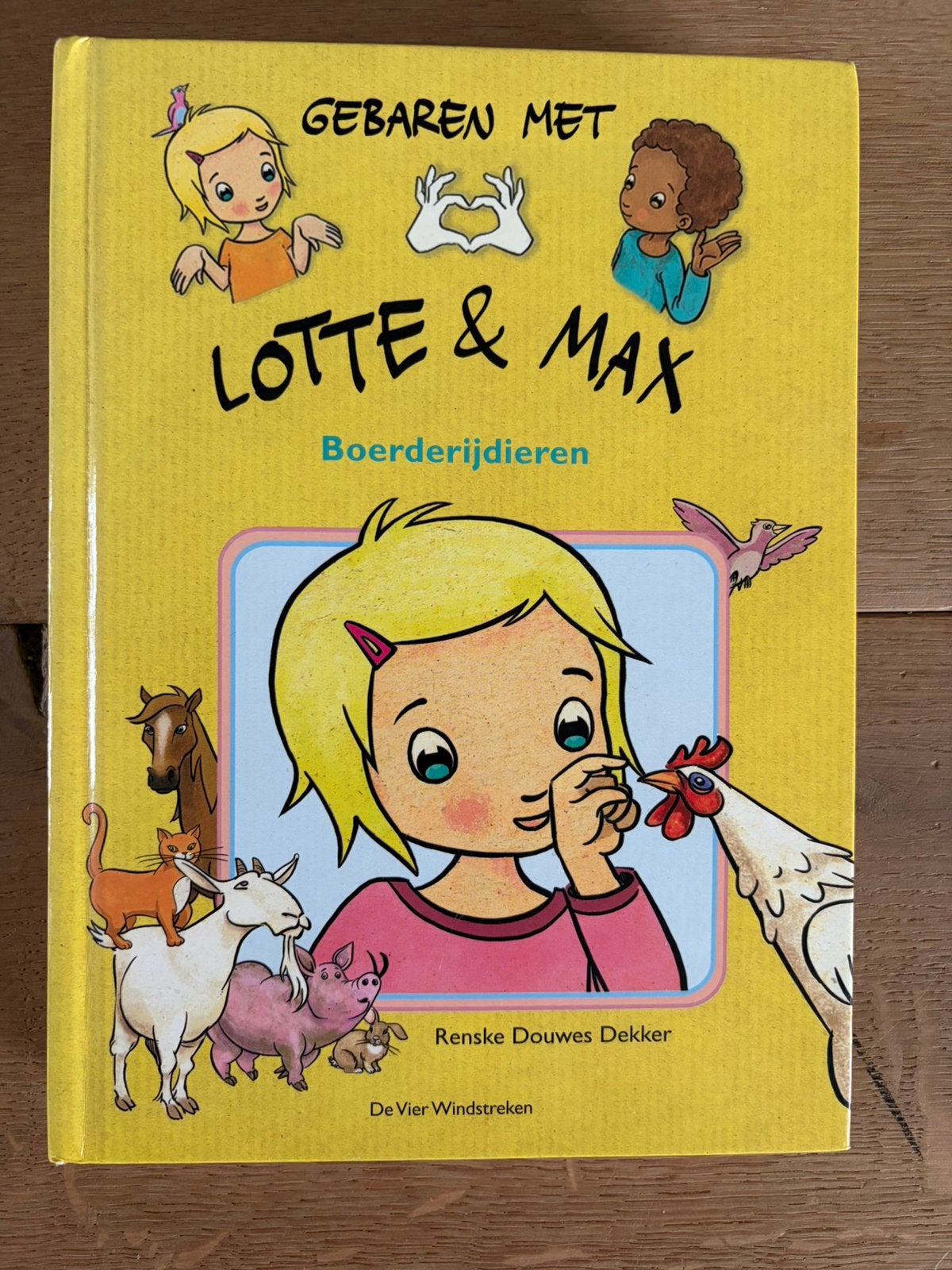 Boek Gebaren met Lotte en Max boerderijdieren, Boeken, Gelezen, Ophalen of Verzenden, 2 tot 3 jaar, Uitklap-, Voel- of Ontdekboek