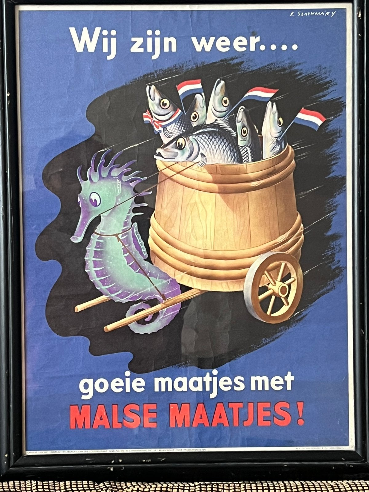 Haring reclame jaren vijftig; mooie druk, Ophalen of Verzenden, Zo goed als nieuw, Reclamebord