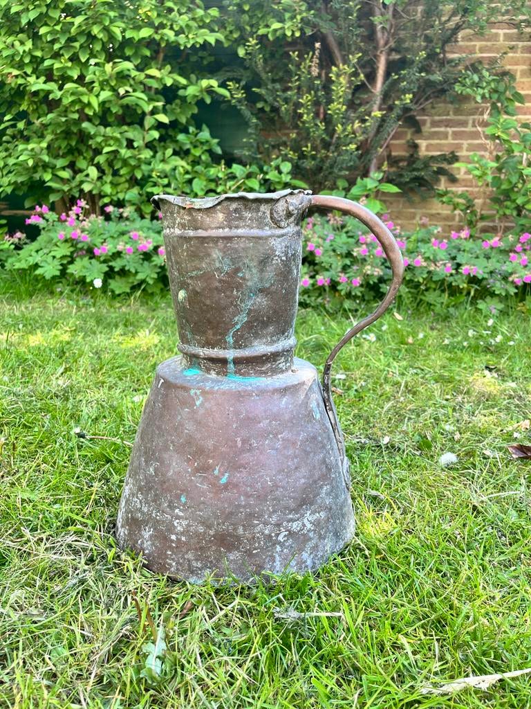 Unieke handgemaakte koperen kan uit 1850 - Echt kunst, Tuin en Terras, Ophalen of Verzenden, Gebruikt