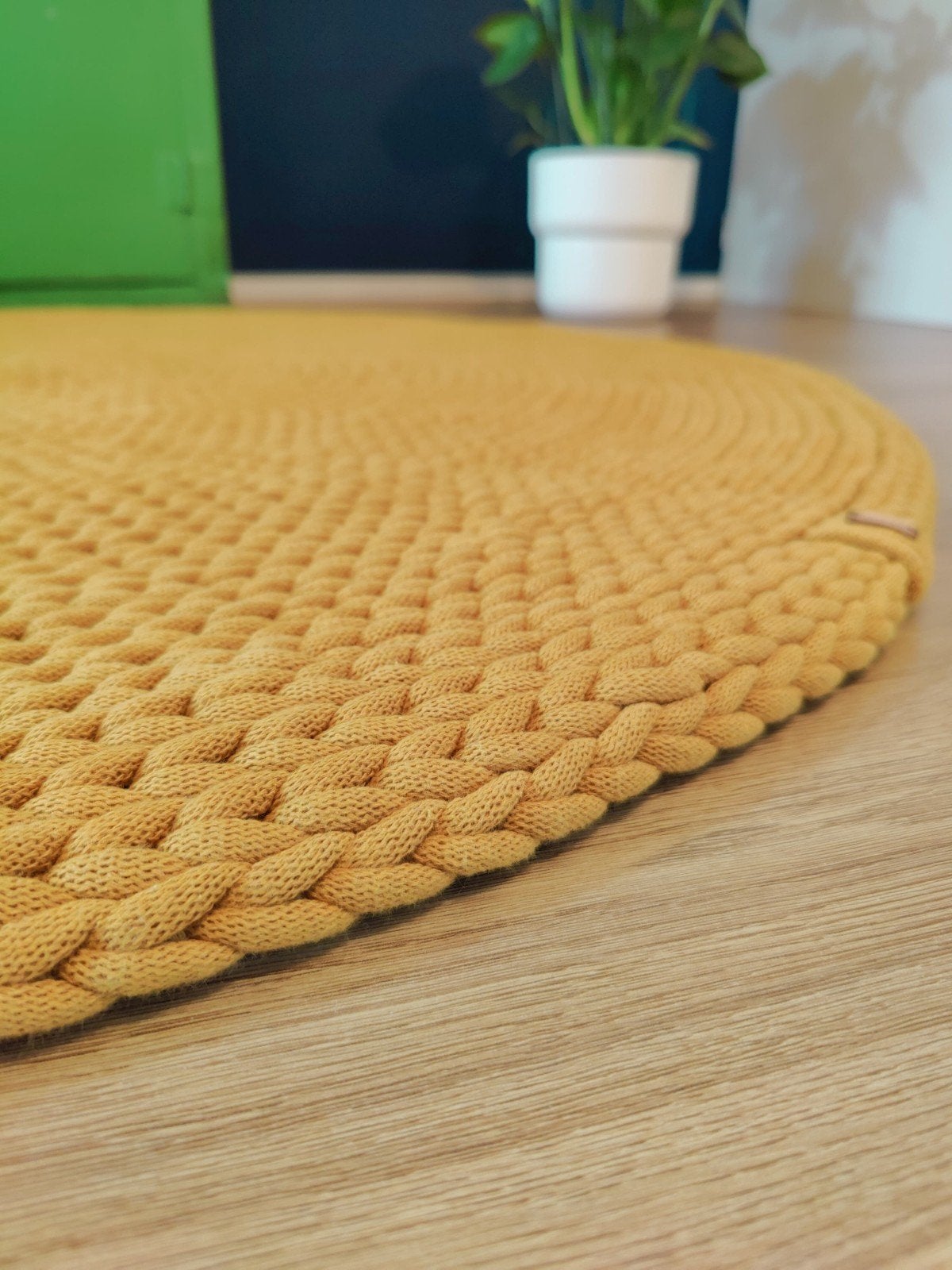 Rond vloerkleed 145 cm – handgemaakt van premium katoen, Rond, Nieuw, Ophalen of Verzenden, 100 tot 150 cm
