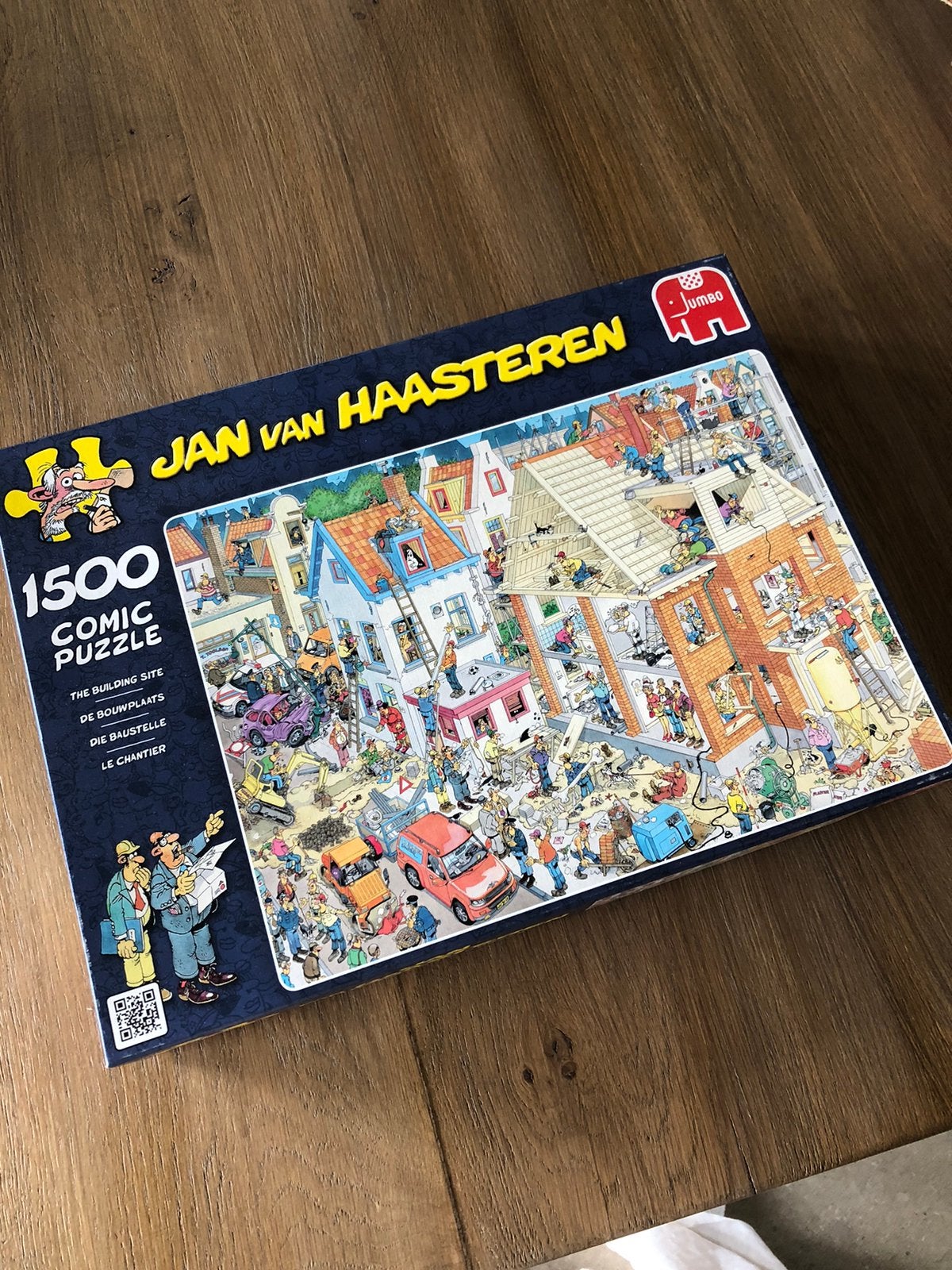 De Bouwplaats 1500 stukjes Jan van Haasteren, Hobby en Vrije tijd, Denksport en Puzzels, Ophalen, 500 t/m 1500 stukjes, Zo goed als nieuw