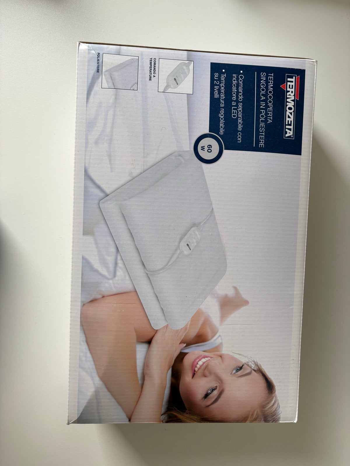Termozeta elektrische deken - eenpersoons, polyester, Huis en Inrichting, Eenpersoons, Wit, Nieuw, Ophalen of Verzenden