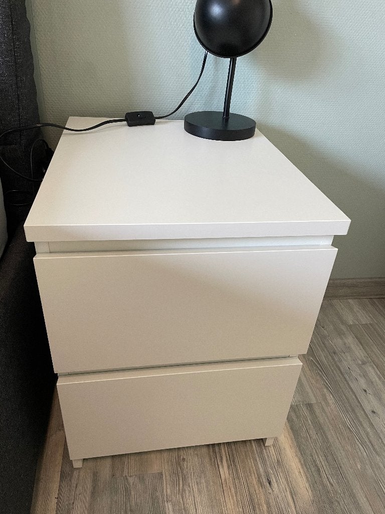 IKEA MALM chest of 2 drawers, set of 2 pieces in white, Ophalen, Minder dan 50 cm, 1 of 2 laden, Zo goed als nieuw