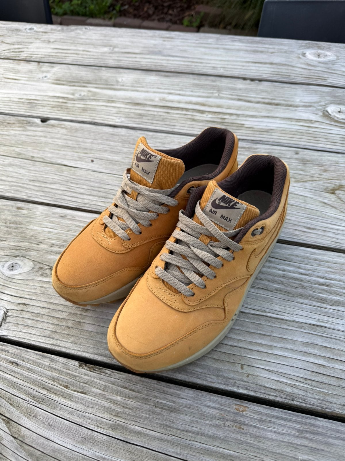 Nike Air Max 1 Premium Flax/Wheat, Overige kleuren, Ophalen of Verzenden, Sneakers of Gympen, Zo goed als nieuw
