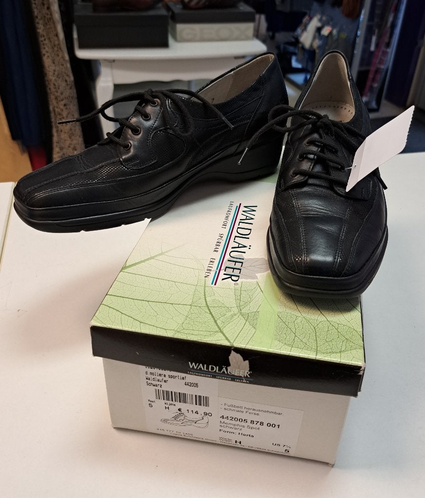Waldlaufer nieuwe zwarte leren veter schoenen mt 38 nr 40674, Schoenen met lage hakken, Waldlaufer, ., Zwart