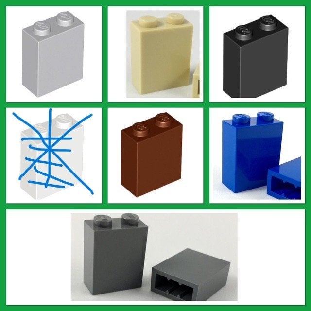 lego basis blokjes 1x2x2 pilaar in 7 kleuren, Ophalen of Verzenden, Nieuw, Losse stenen, Lego