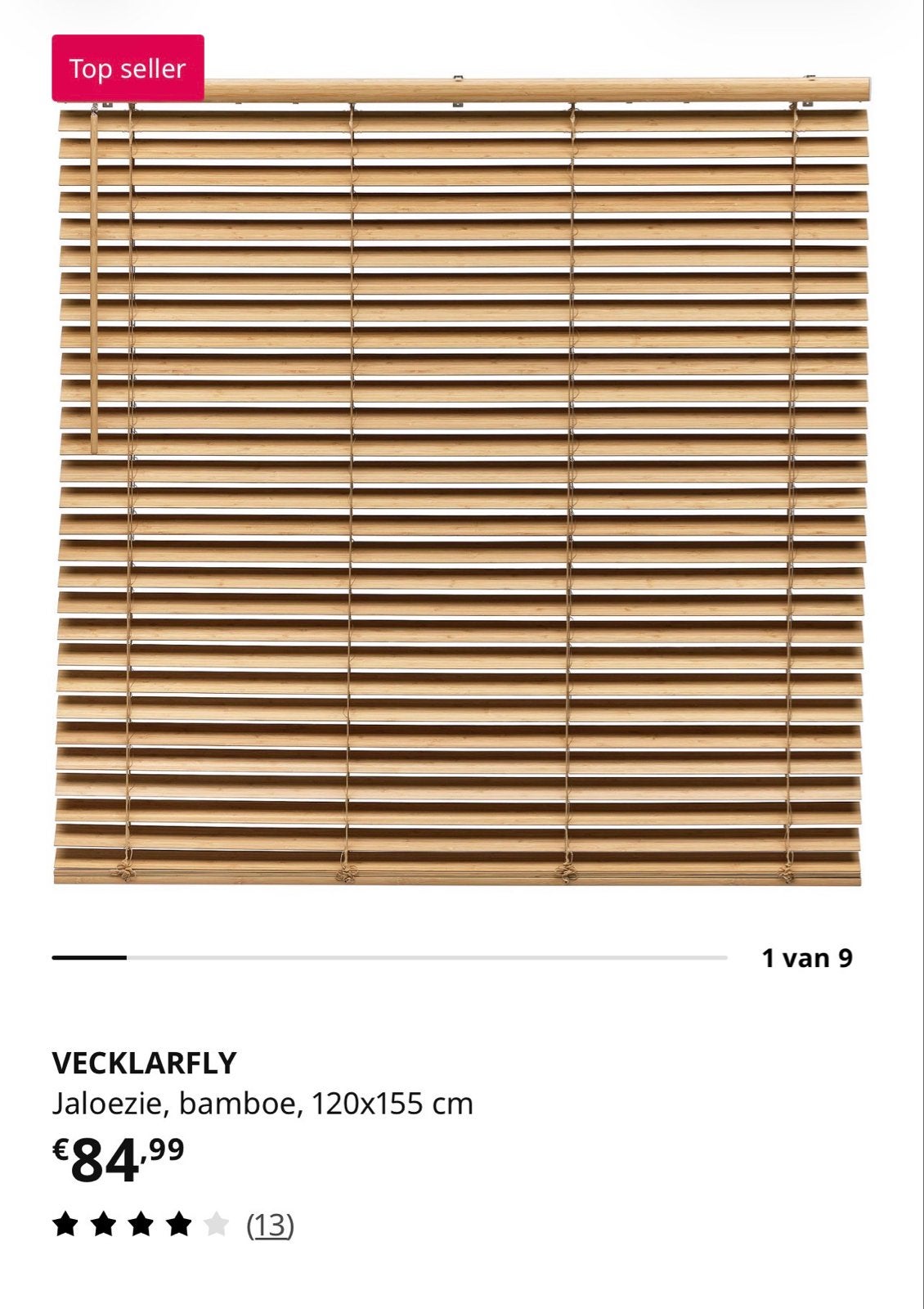 IKEA VECKLARFLY Jaloesie, bamboe, 120x155 cm - Nieuw in doos, Huis en Inrichting, Ophalen, Jaloezie, Bruin, Nieuw