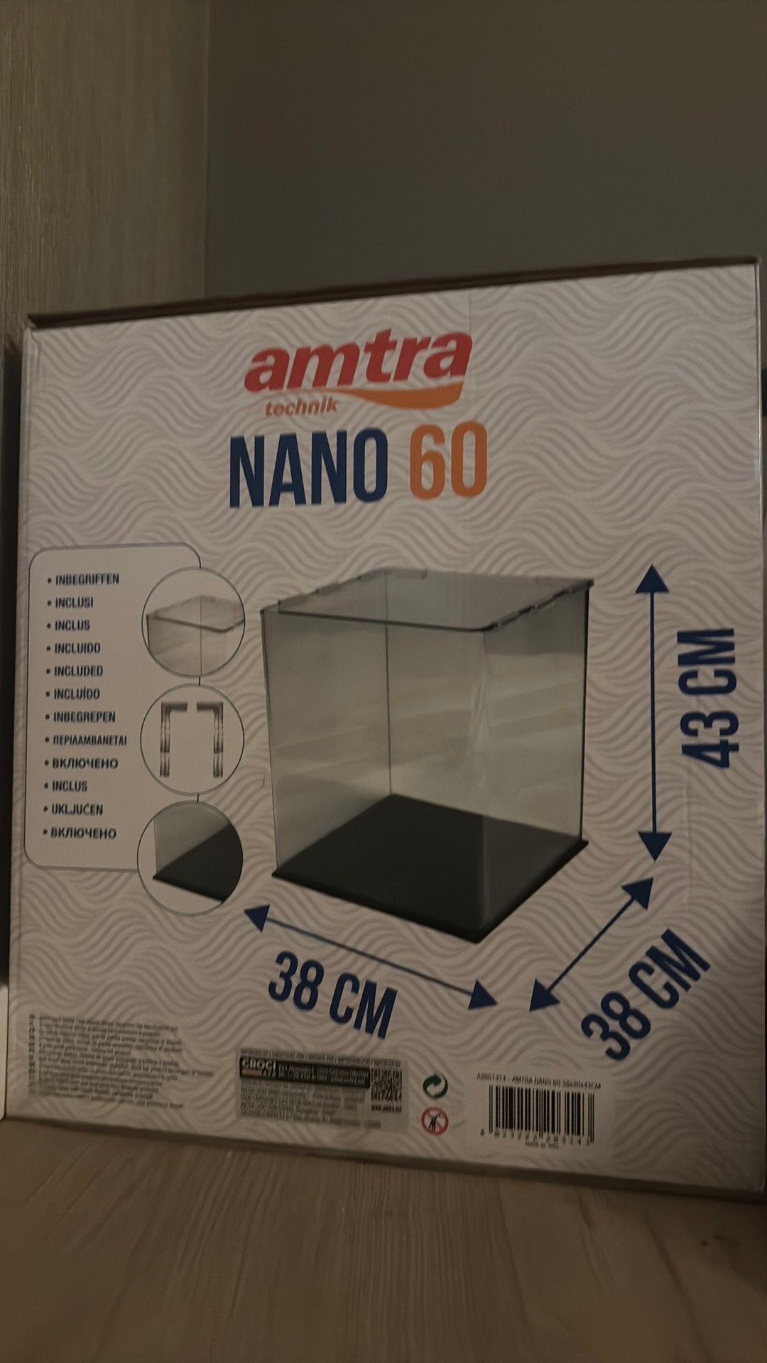 Amtra nanotank 60 aquarium 38x38x43, Ophalen, Nieuw, Verlichting of Verwarming