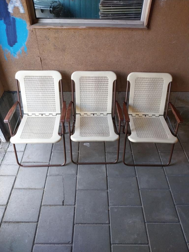 Italiaanse fabrikant Grand Soleil.vintage klapstoelen,jaren, Tuin en Terras, Ophalen, Gebruikt, Metaal, Inklapbaar
