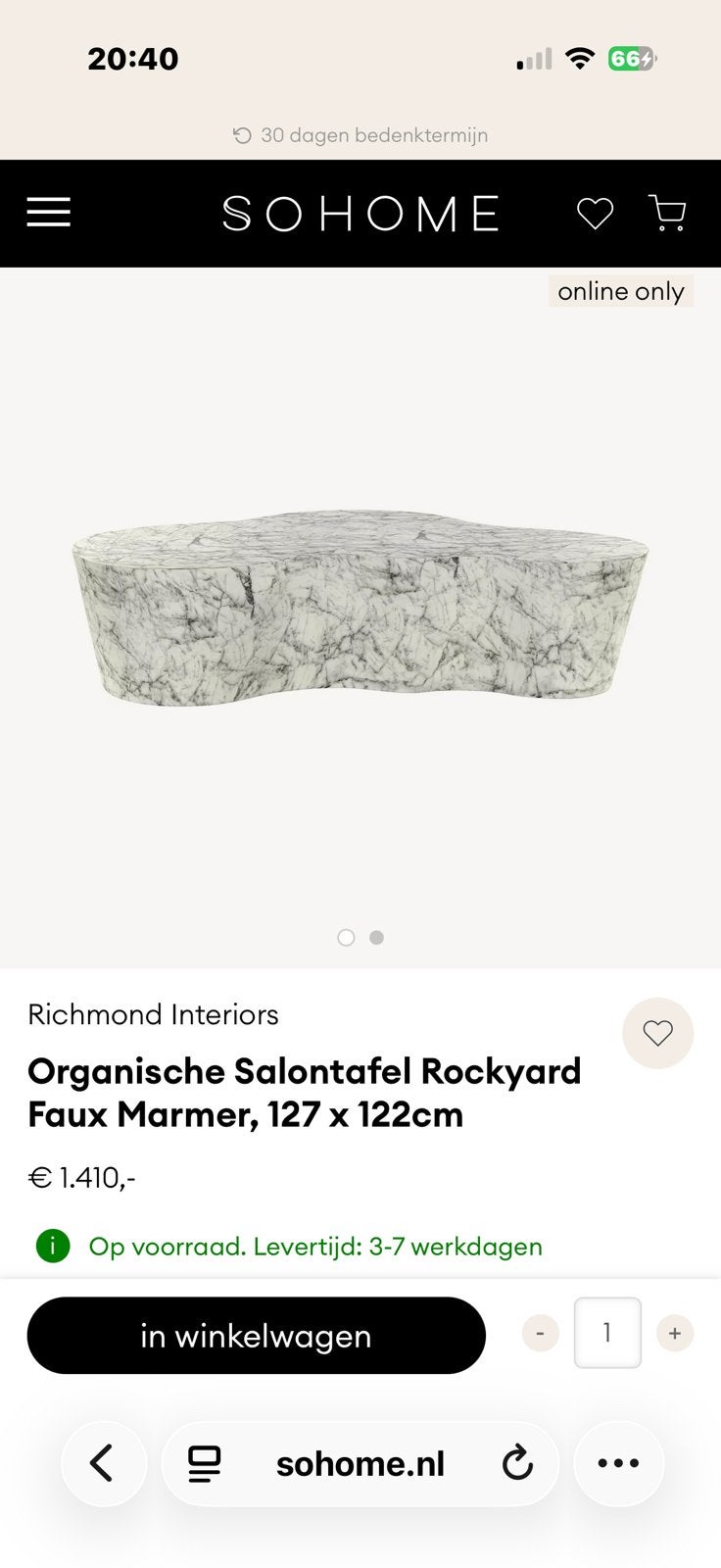 WEEKEND TOPPER Richmond Interiors ROCKYARD SALONTAFEL, Huis en Inrichting, Ophalen, Overige materialen, 100 tot 150 cm, Zo goed als nieuw