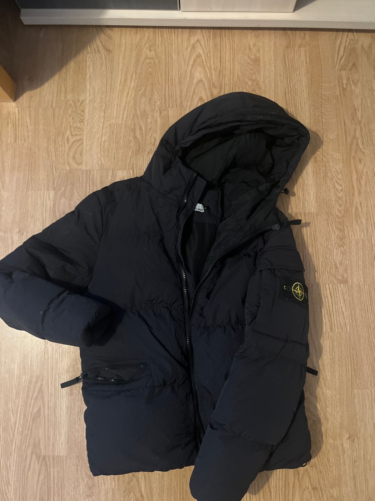 Stone Island Puffer Jas Zwart Maat S, Ophalen, Zo goed als nieuw, Maat 46 (S) of kleiner, Zwart