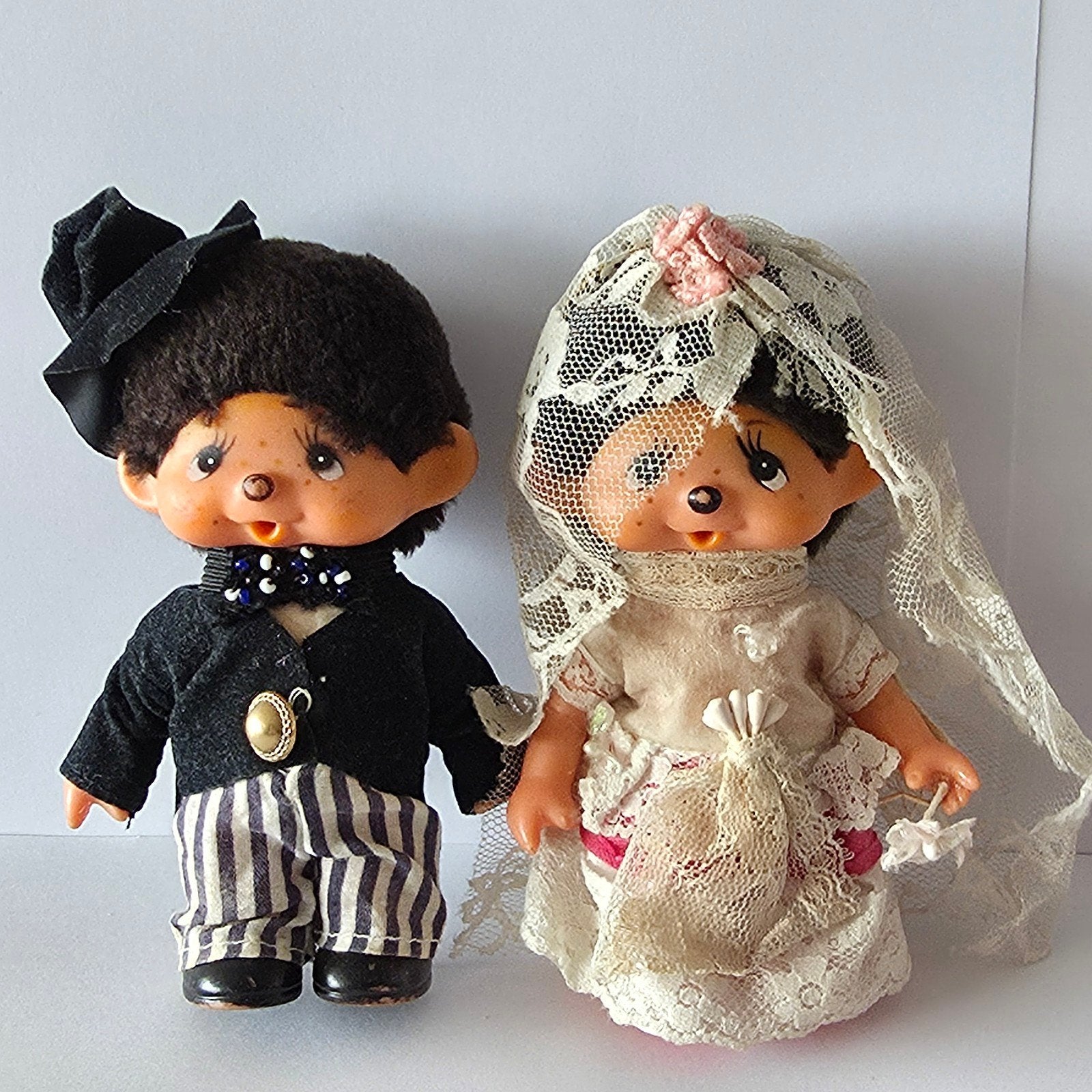 Monchhichi Bruidspaar Poppen, Verzamelen, Poppen, Ophalen of Verzenden, Gebruikt, Pop