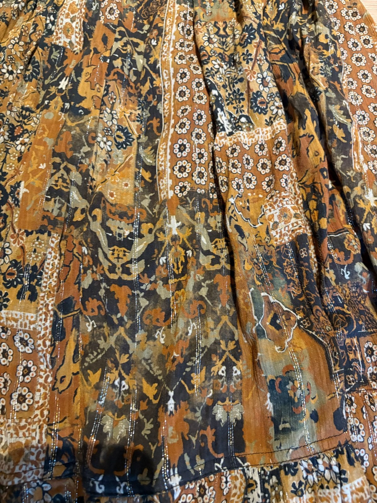 BA&SH Maxi Rok Maat 0 met Gouden Lurex, Kleding | Dames, Ophalen of Verzenden, Gedragen, Maat 34 (XS) of kleiner, Meerkleurig