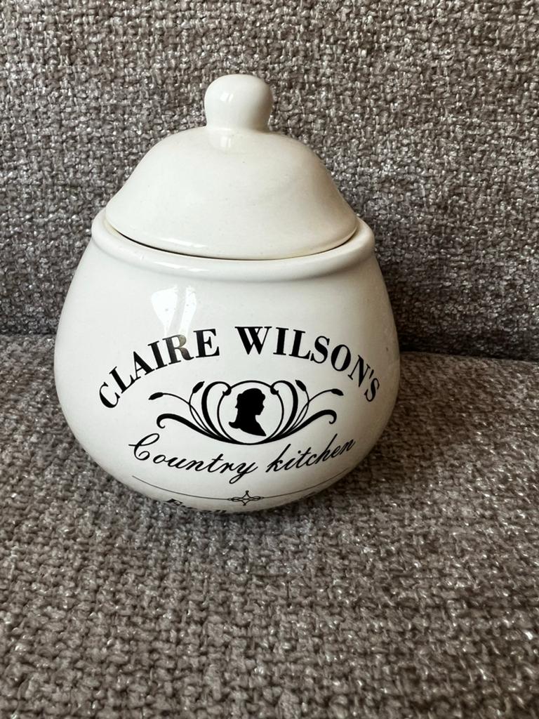 Claire Wilson's servies/ Voorraadpot/suikerpot, Ophalen of Verzenden, Zo goed als nieuw, Voorraadpot, Steen/keramiek