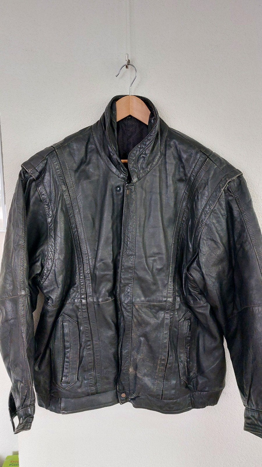 Vintage Leren Heren Jas - Tijdloze Stijl, Ophalen, Onbekend, Zwart, Overige maten
