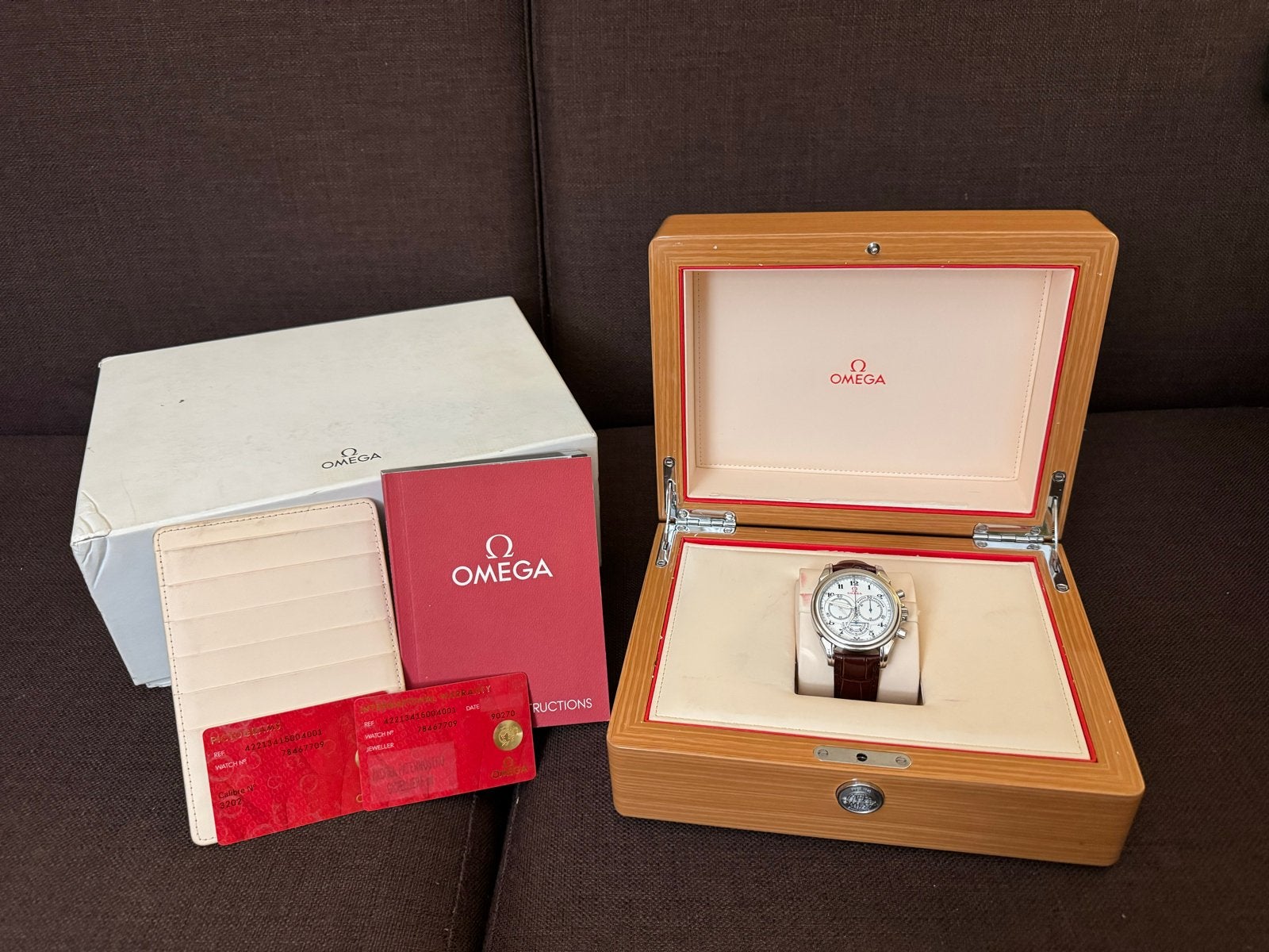 Omega Horloge De Ville Co-Axial Olympic, Leer, Staal, Polshorloge, Ophalen of Verzenden