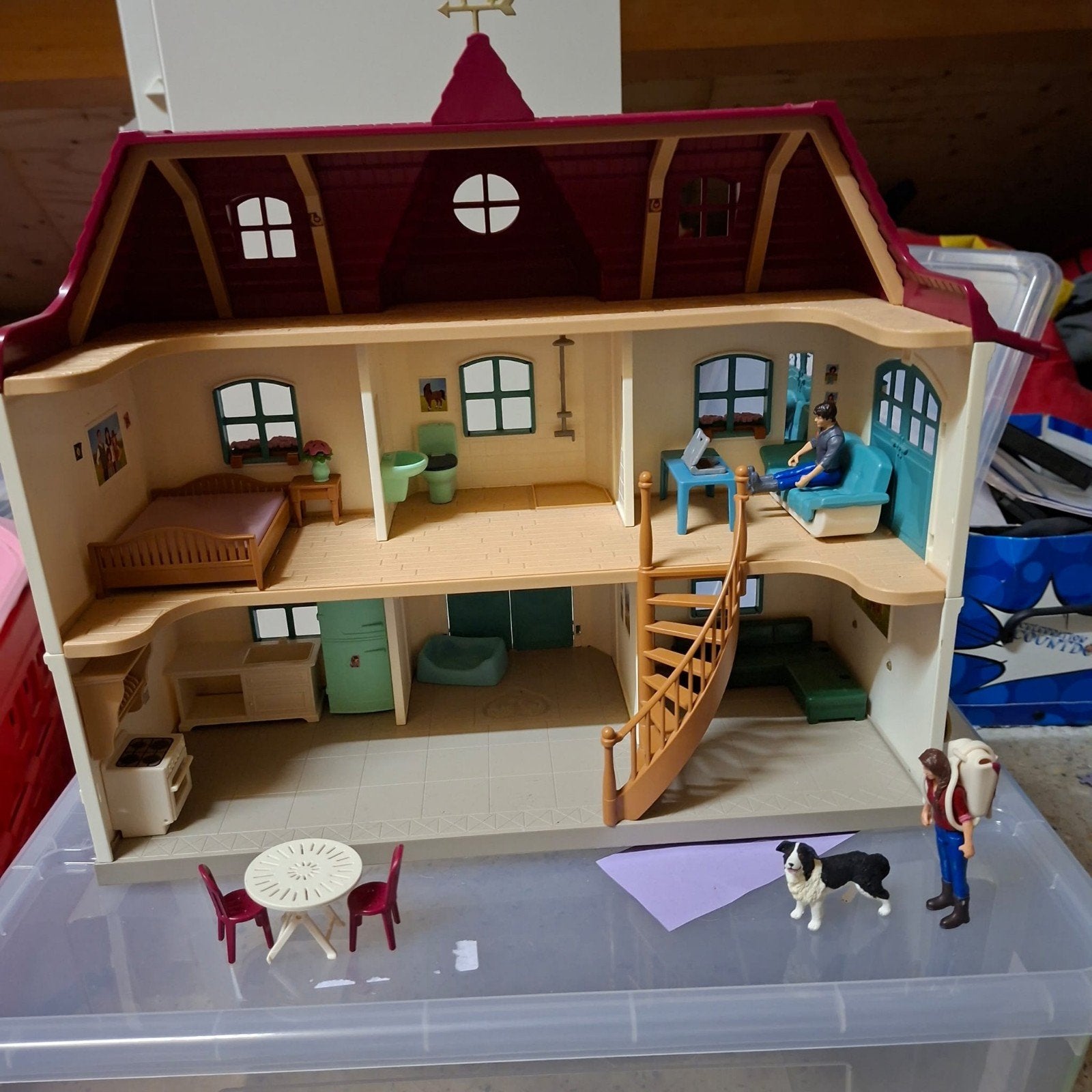 Schleich paardenstal en poppenhuis met accessoires, Ophalen, Gebruikt, Poppenhuis