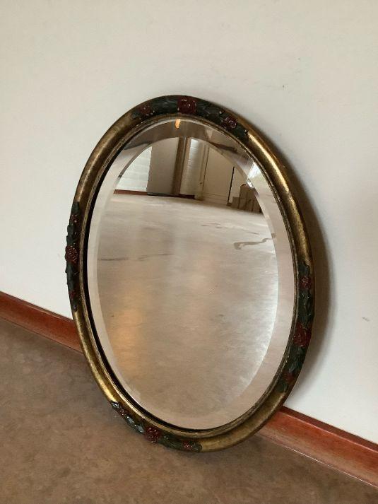 vintage sierspiegel facet wandspiegel houten ornamentenlijst, Ophalen, Minder dan 50 cm, Zo goed als nieuw, Minder dan 100 cm