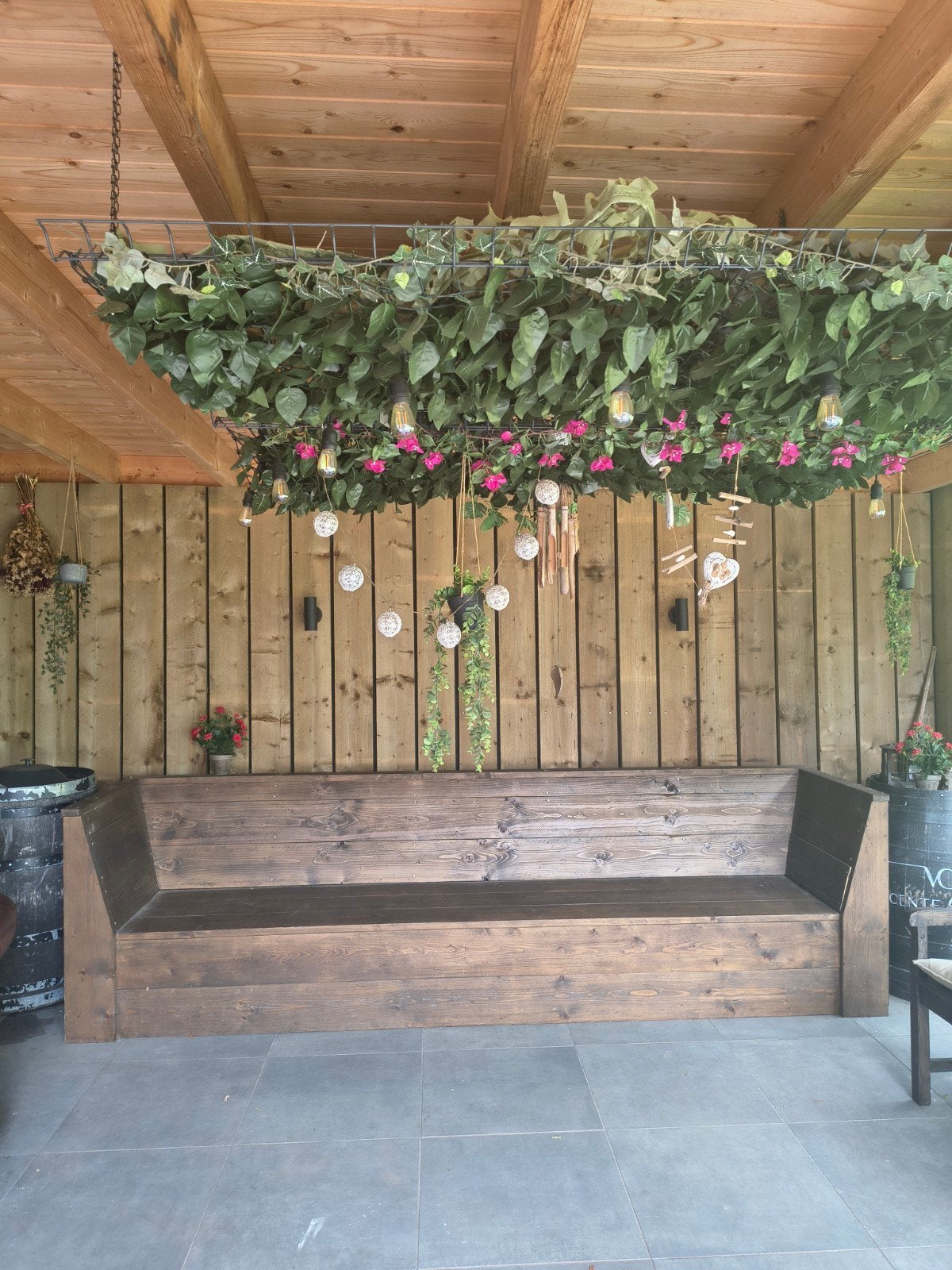 te koop grote houten bank, Tuin en Terras, Ophalen of Verzenden, Gebruikt, Steigerhout, Bank