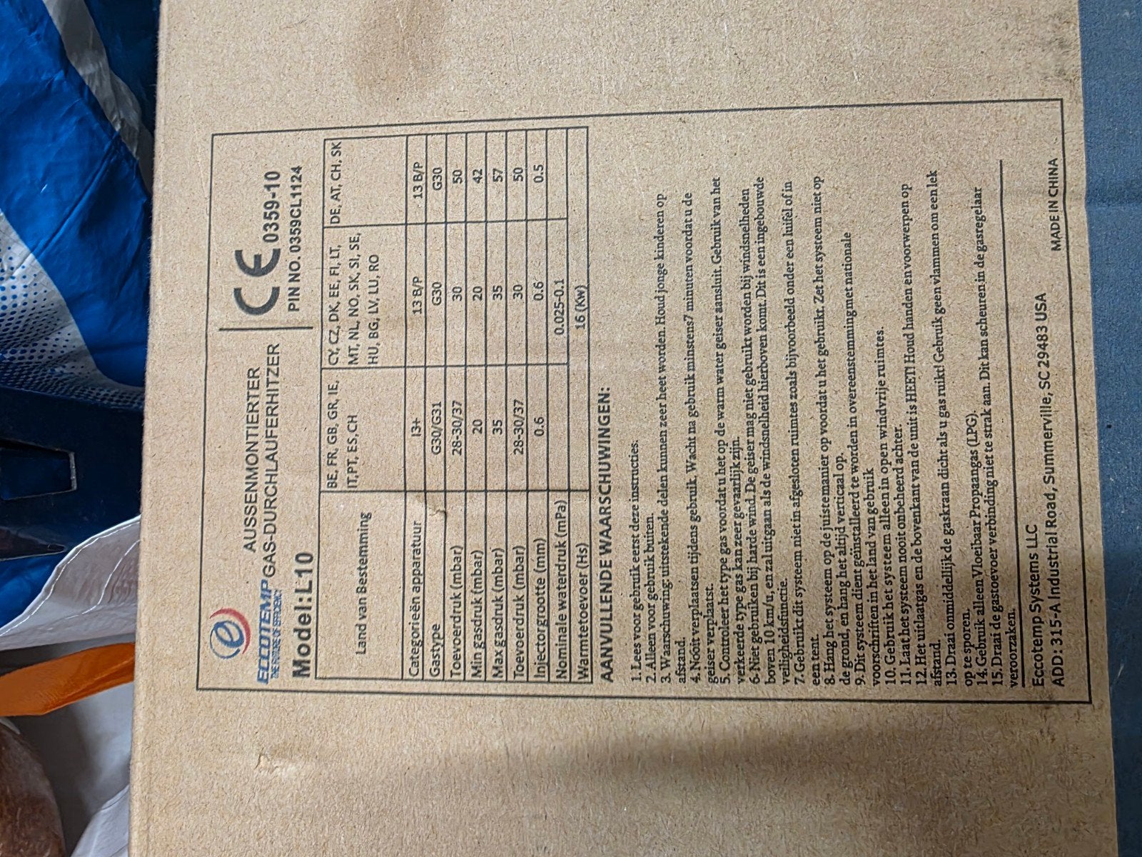Eccotemp L10 Draagbare Tankloze Gas Geiser - Nieuw in Doos, Ophalen of Verzenden, Minder dan 20 liter, Propaan of Butaan, Onbekend
