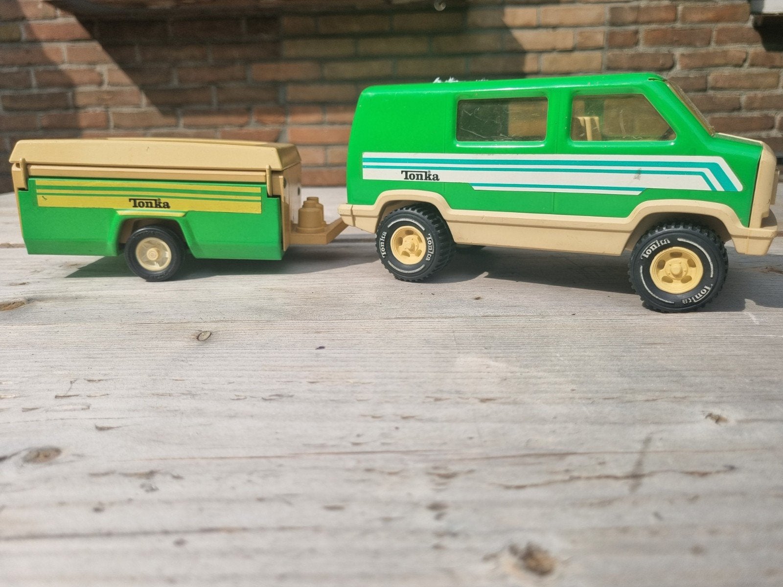 Vintage Tonka Camper Van met Caravan, Ophalen of Verzenden, Gebruikt