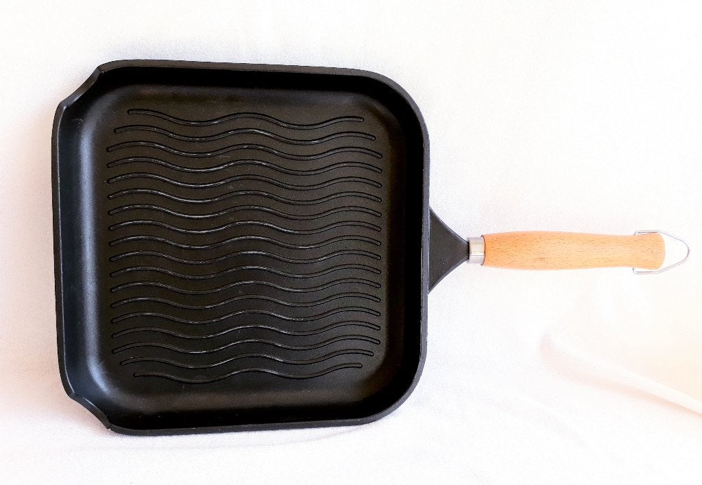 Ernesto grillpan met houten handgreep - alle warmtebronnen, Ophalen of Verzenden, Overige materialen, Overige typen, Keramische plaat
