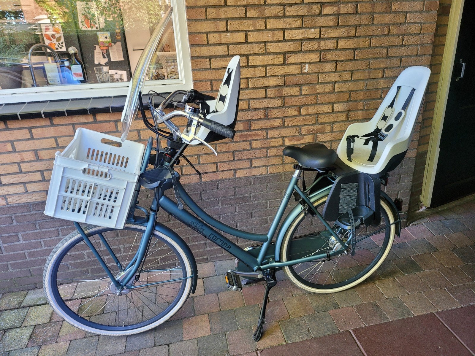 Cortina Family U4 Moederfiets met 2 kinderzitjes, Fietsen en Brommers, 2 zitjes, Gebruikt, 56 cm of meer, Dubbele standaard