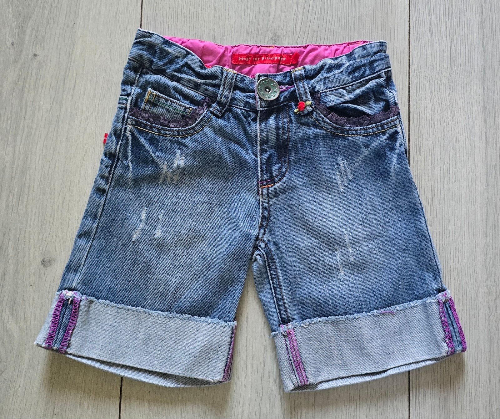 Leuke spijkerbroek short voor meisjes maat 122/128, Kinderen en Baby's, Kinderkleding | Overige, Ophalen of Verzenden, Gebruikt