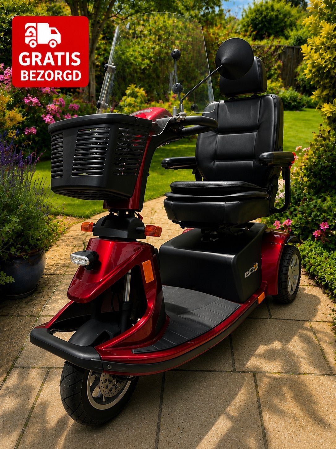 Bijna nieuwe scootmobiel kleur donker rood, Ophalen, Zo goed als nieuw, 46 km of meer, 16 km/u of meer
