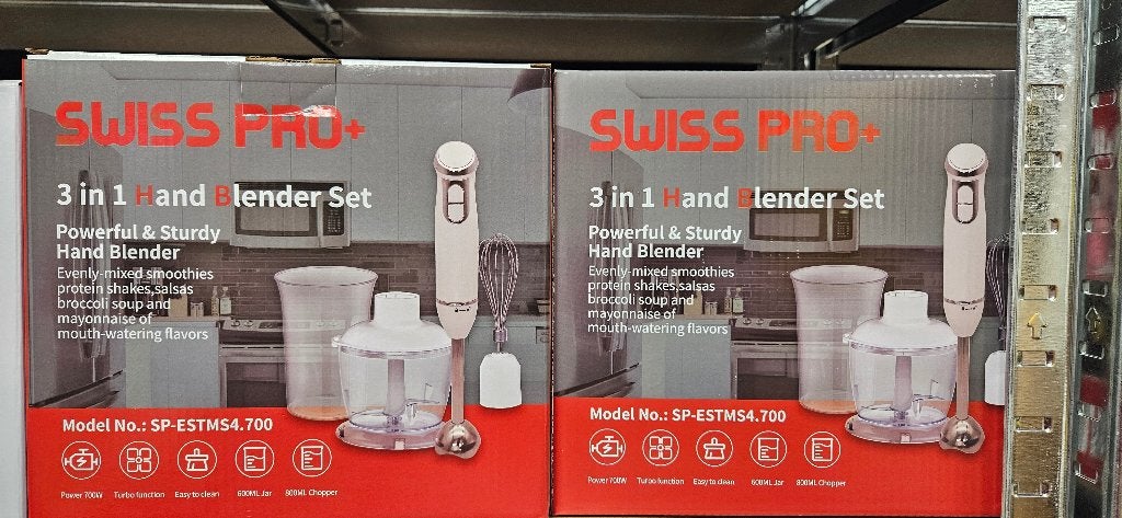 Swiss Pro+ 3-in-1 Handblender Set - Nieuw in Doos, Witgoed en Apparatuur, Ophalen of Verzenden, Nieuw, Blender