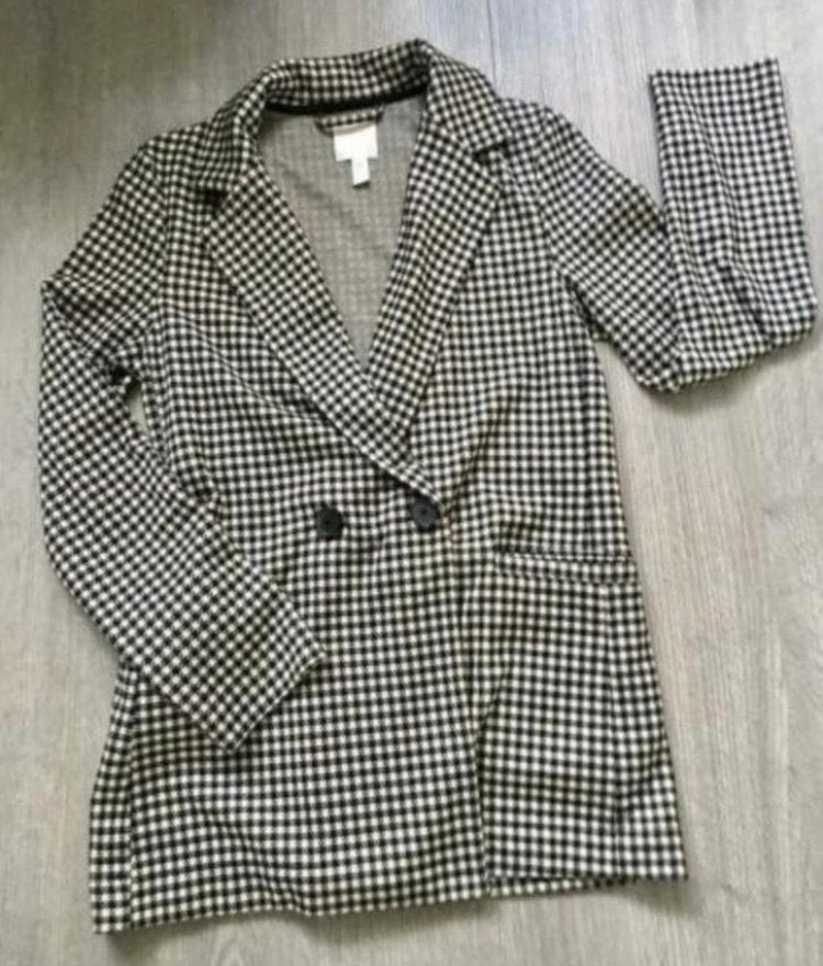 NIEUW Mooi oversized colbert jasje blazer ruit , maat 34, H&M, Zwart, Nieuw, Ophalen of Verzenden