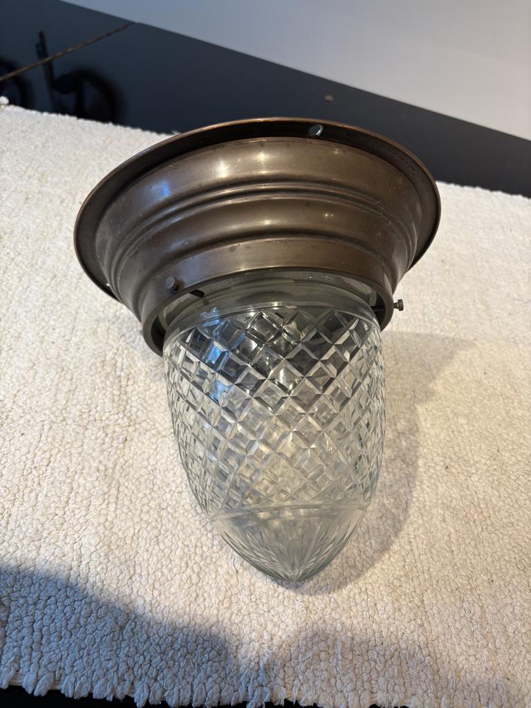plafonniere antiek, Huis en Inrichting, Lampen | Plafondlampen, Ophalen, Gebruikt, Glas, Antiek