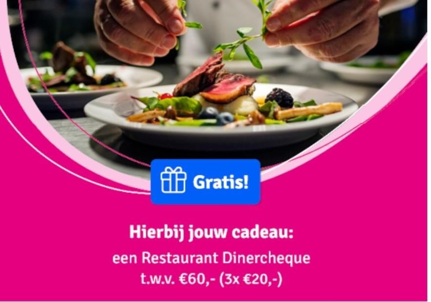 3 restaurant diner cheques, Tickets en Kaartjes, Twee personen, Cadeaubon