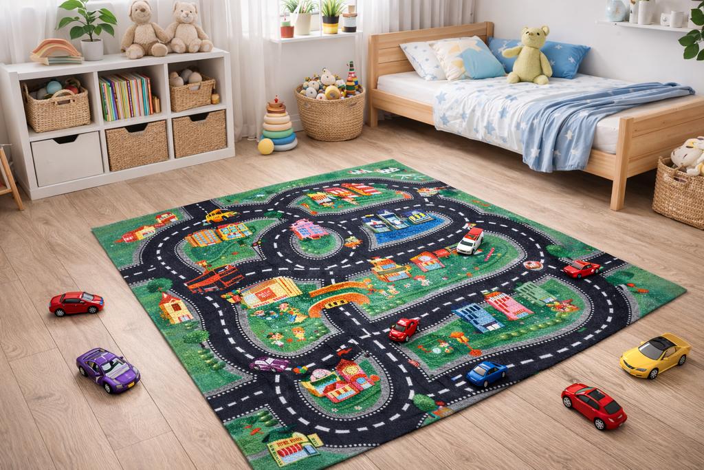 Speelkleed Autoweg / Speelstad 76x68 cm – Kinderkamer, Ophalen of Verzenden, Gebruikt