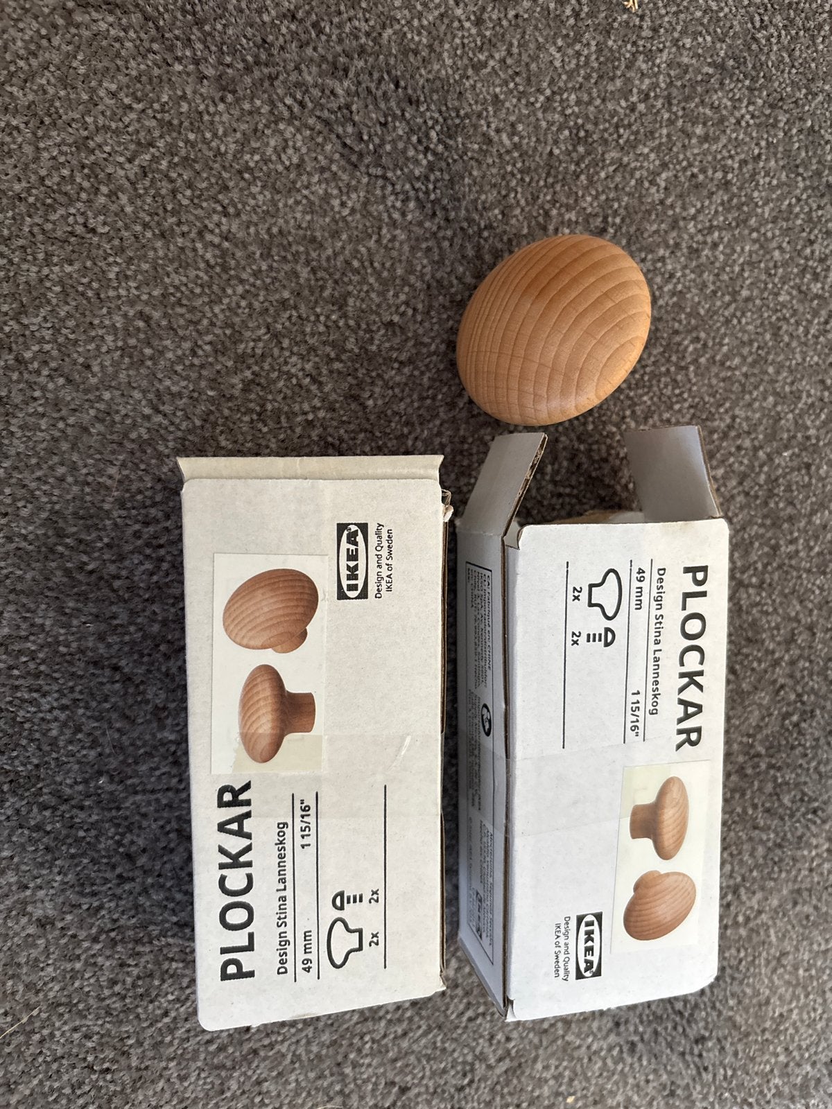 IKEA PLOCKAR Knoppen, 2 stuks, 49 mm, berkenhout, Hout, Nieuw, Ophalen of Verzenden, Scandinavisch