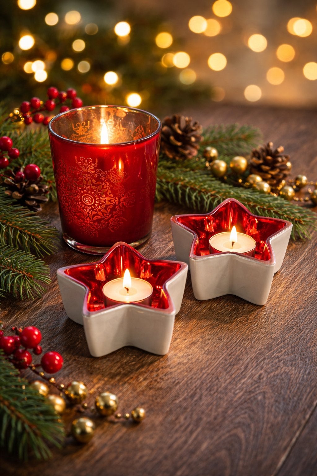 Kerst waxinelicht houders, Ophalen of Verzenden, Zo goed als nieuw