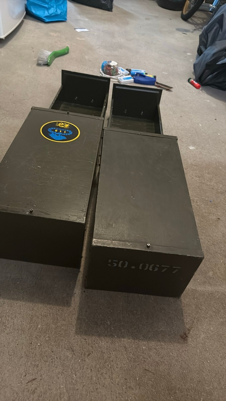 2x Vintage metalen archiefkasten/ladekasten, Ophalen of Verzenden