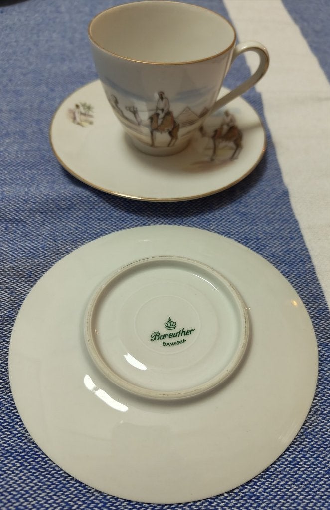 2 kop schotel art deco 1 kop schotel bareuther kpm germany, Ophalen of Verzenden