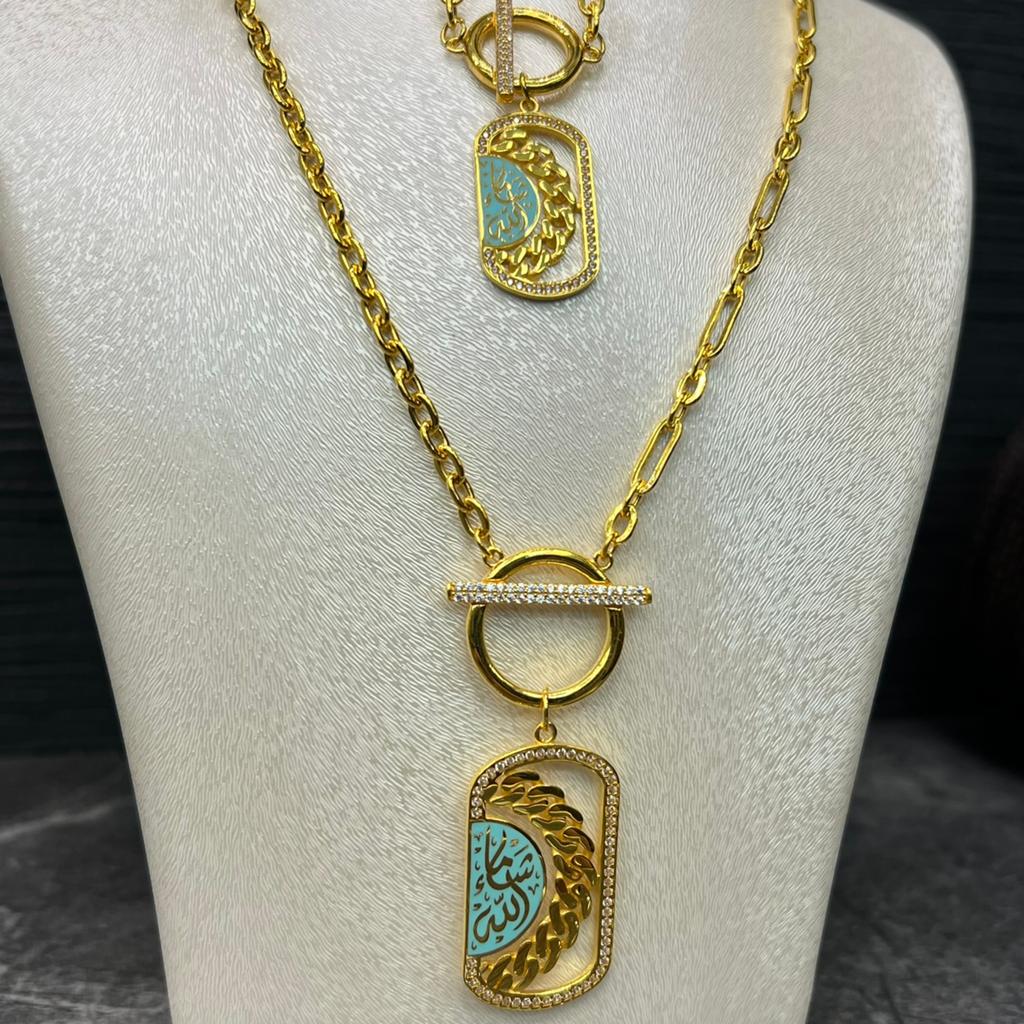 21k gouden set ketting met armband, Ophalen of Verzenden, Zo goed als nieuw, Goud